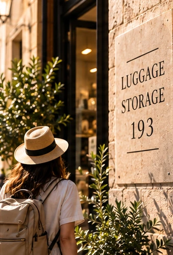 Luggage Storage 193 branch sign on stone wall in Naples